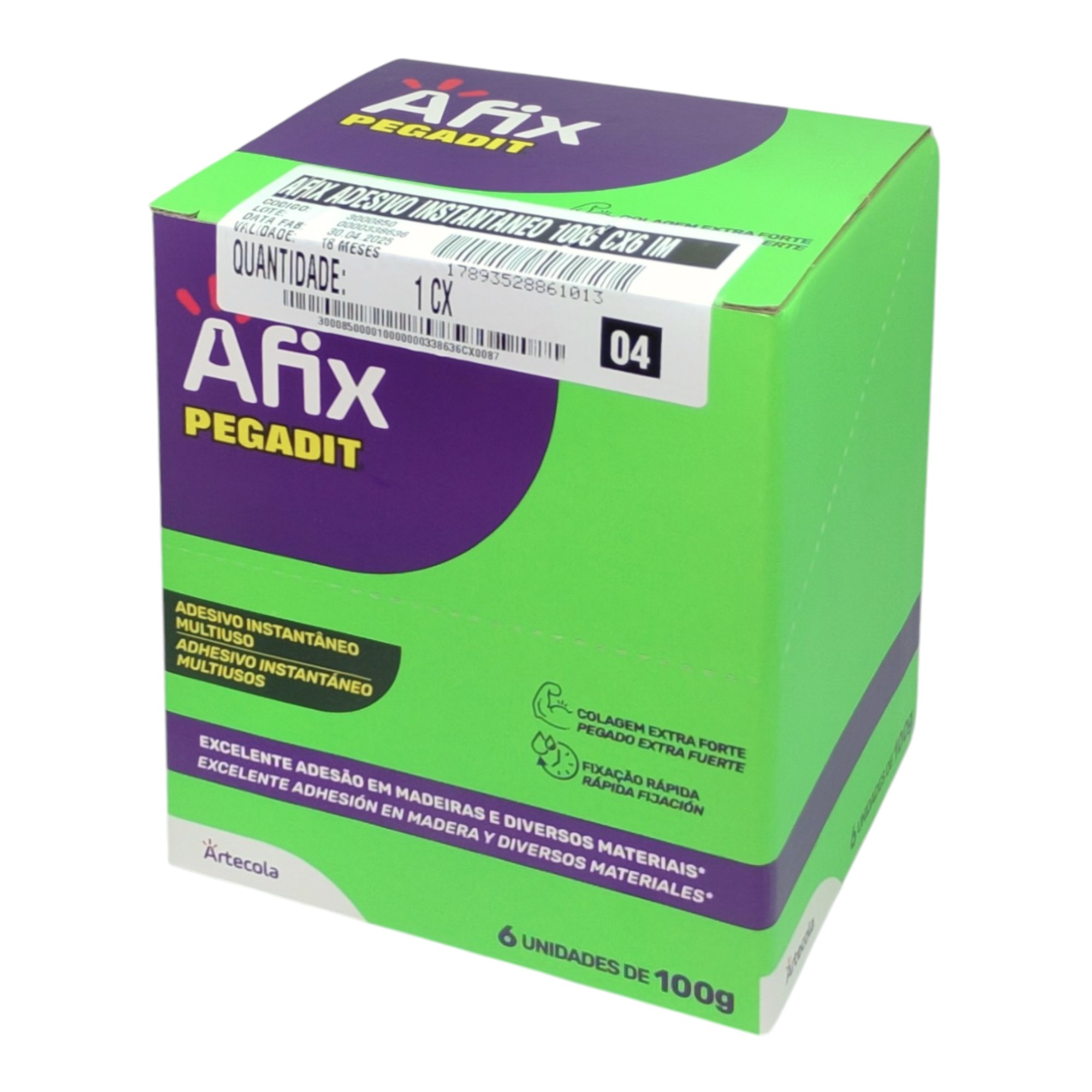 Adhesivo Instantáneo Cianoacrilato Afix Pegadit Caja 6 unidades 100 g