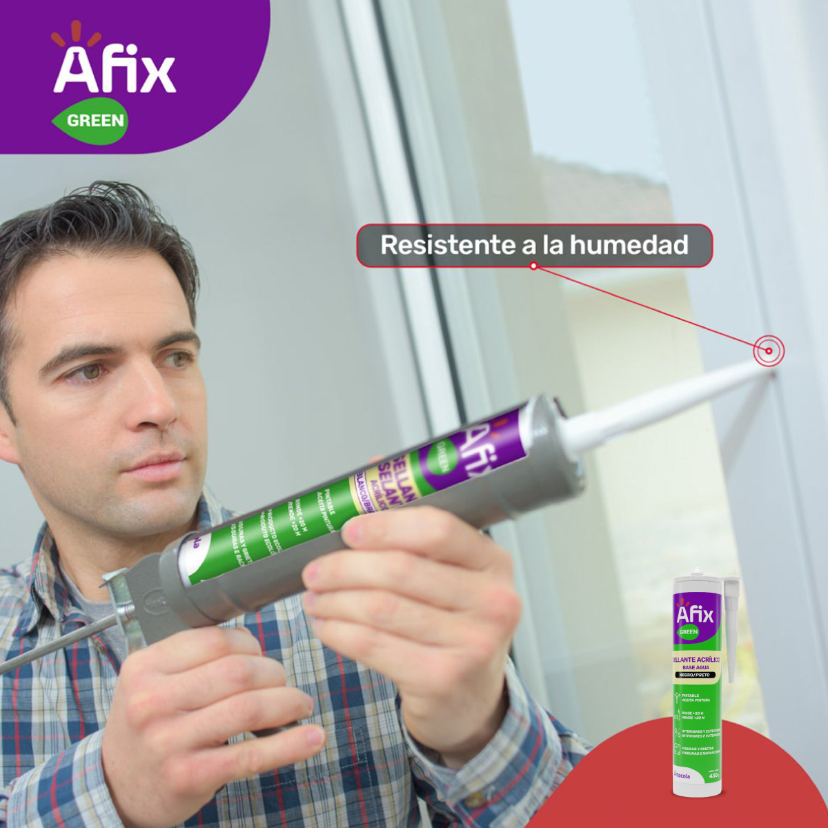 Sellador Acrílico Silicona Pintable Negro Afix Green 430 gr - Imagen 7