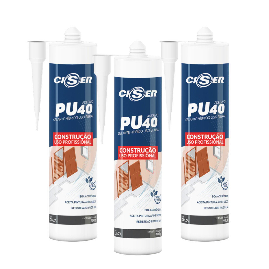 Sellador Poliuretanico Pu40 Gris Ciser 400 gr 12 unidades
