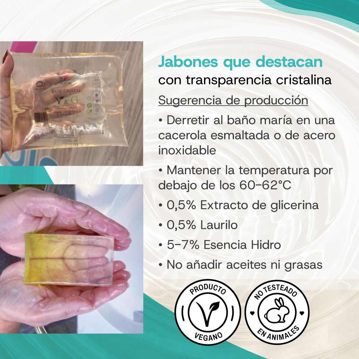 Base Cristal De Glicerina 100% Vegetal Para Jabón 500 g - Imagen 2