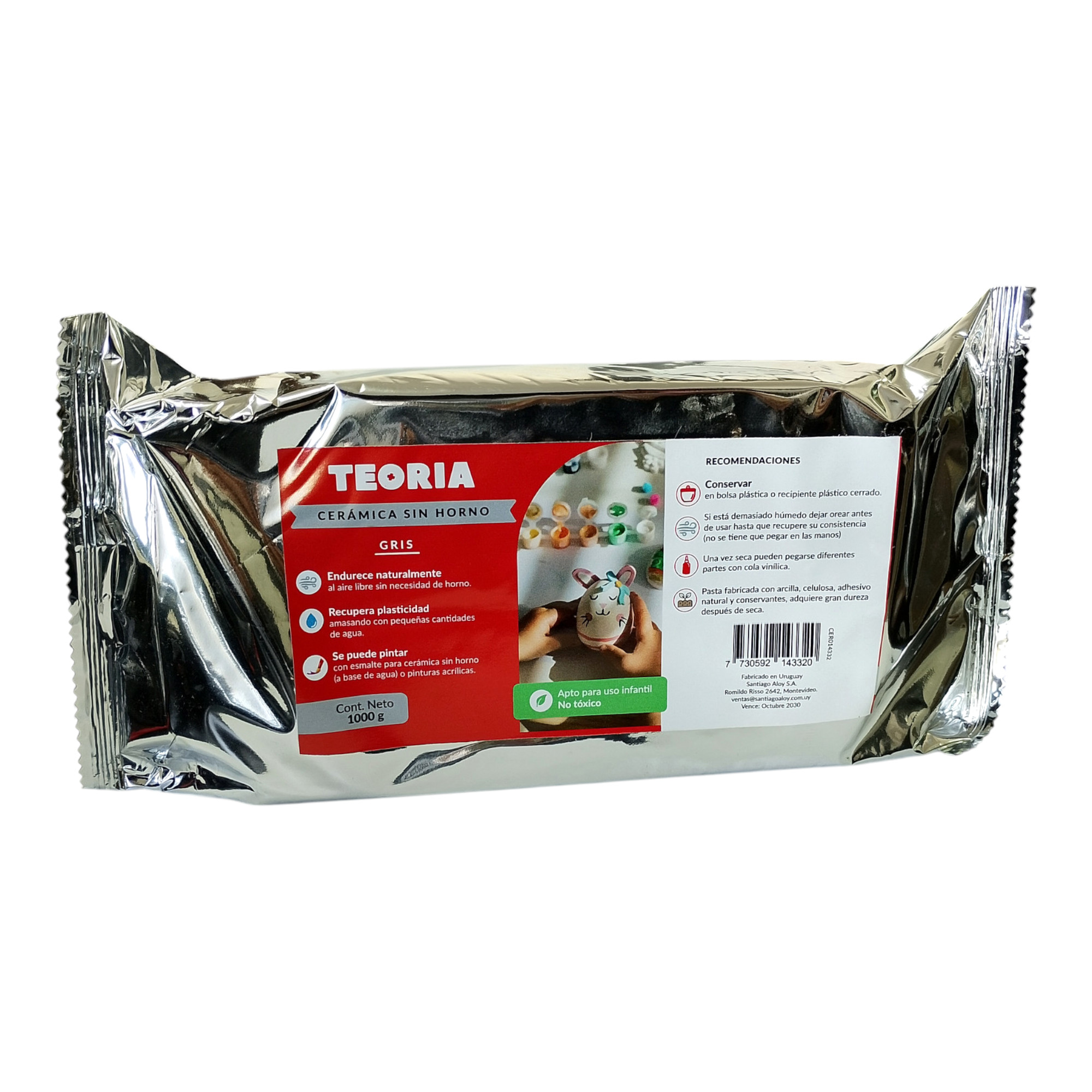 Masa De Cerámica Fría Para Modelar 1 Kg Gris Teoría