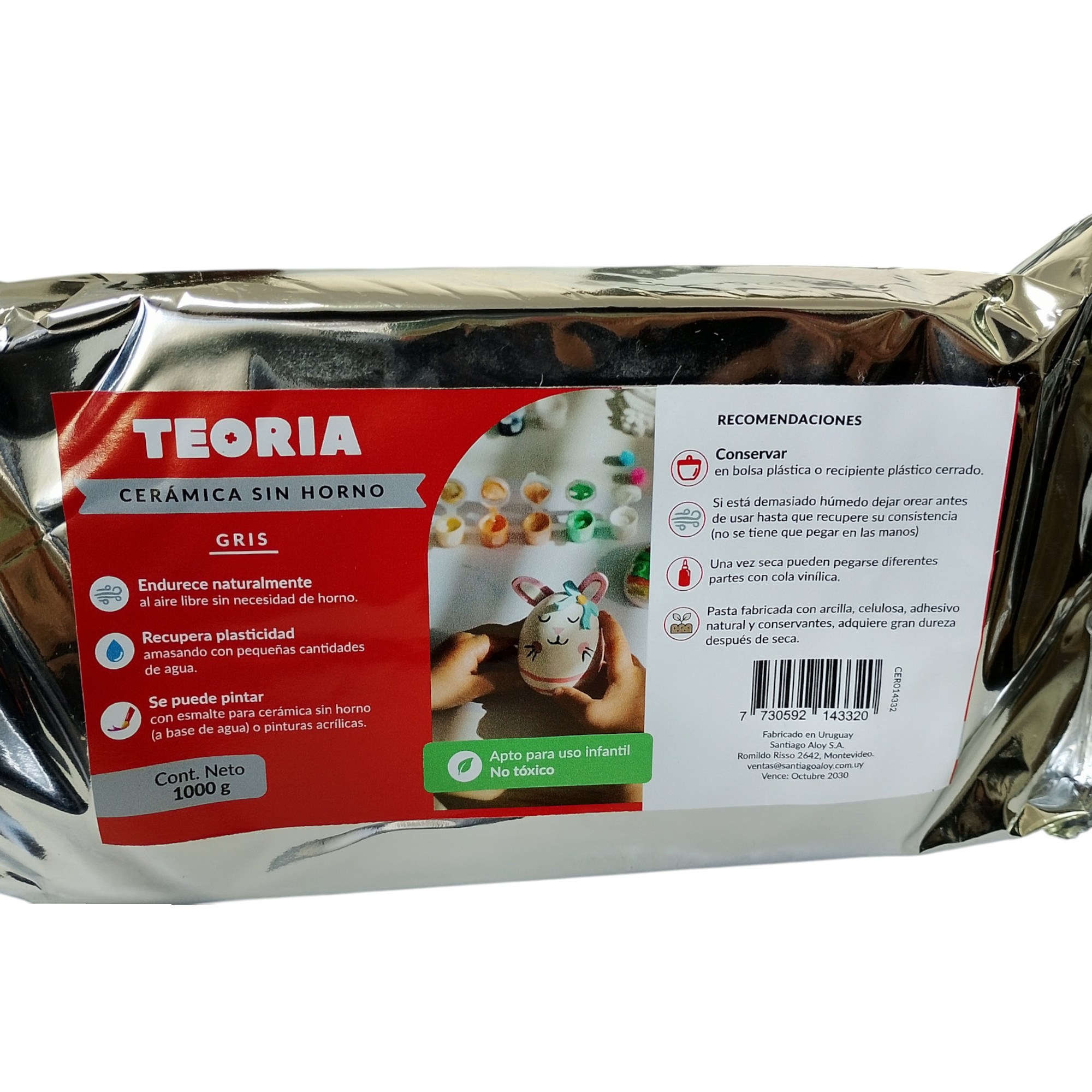 Masa De Cerámica Fría Para Modelar 1 Kg Gris Teoría - Imagen 2