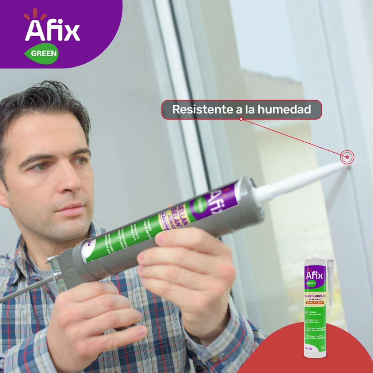 Sellador Acrílico Pintable Color Madera Afix Green 430 g - Imagen 4