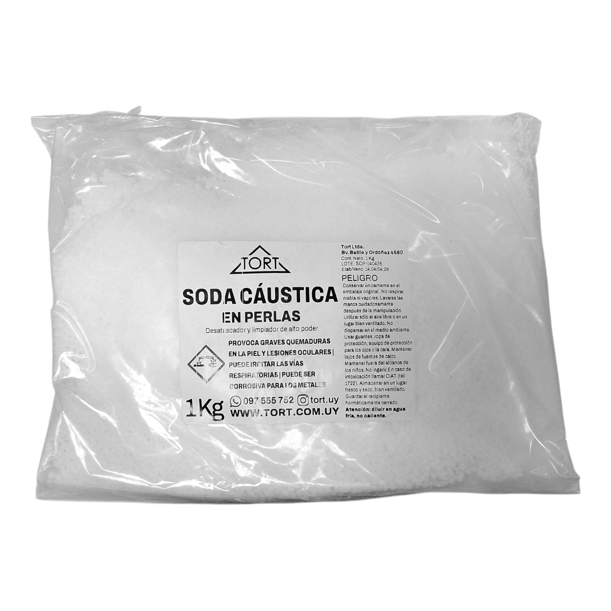 Soda Caústica Perlas 99% 1 Kg