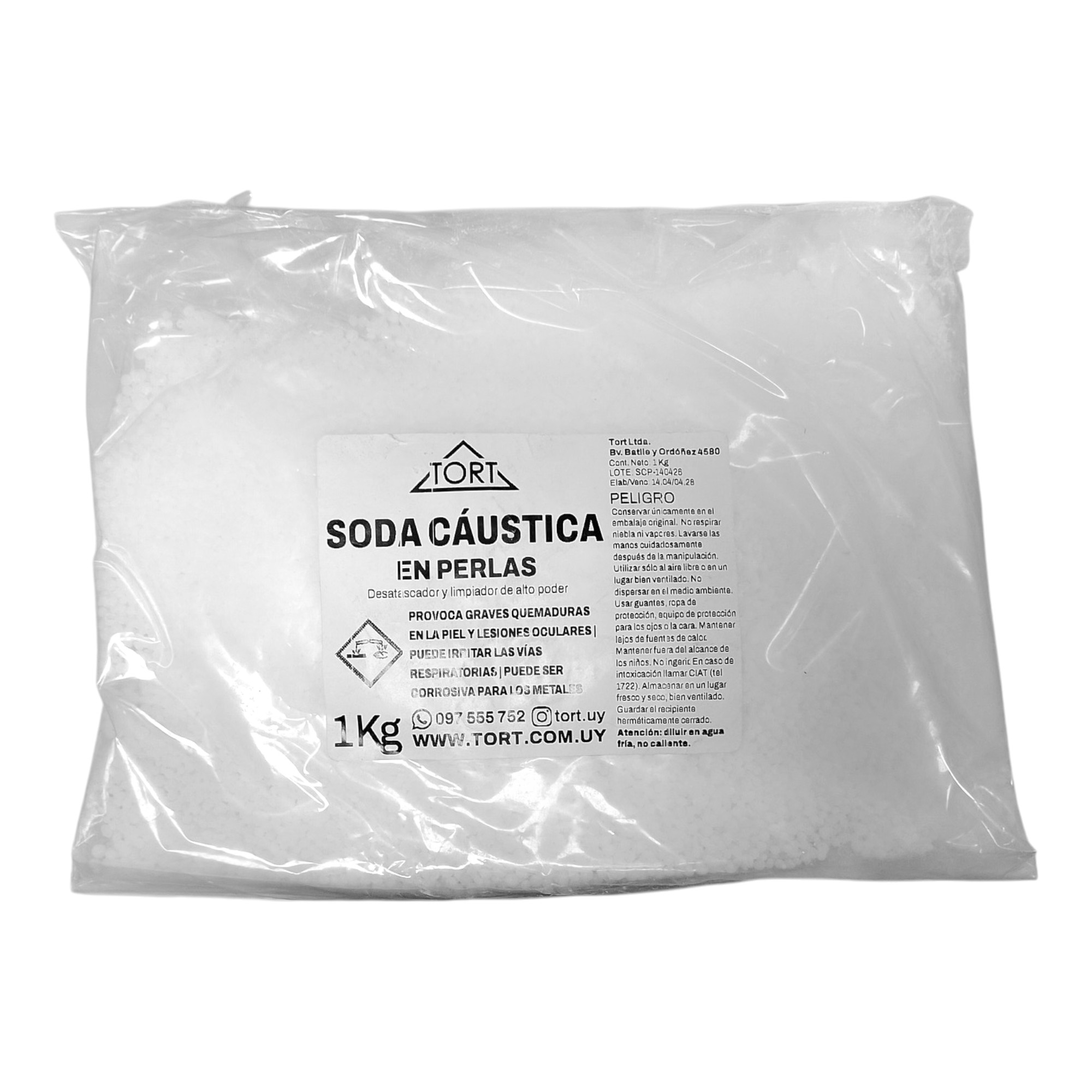 Soda Caústica Perlas 99% 1 Kg - Imagen 3